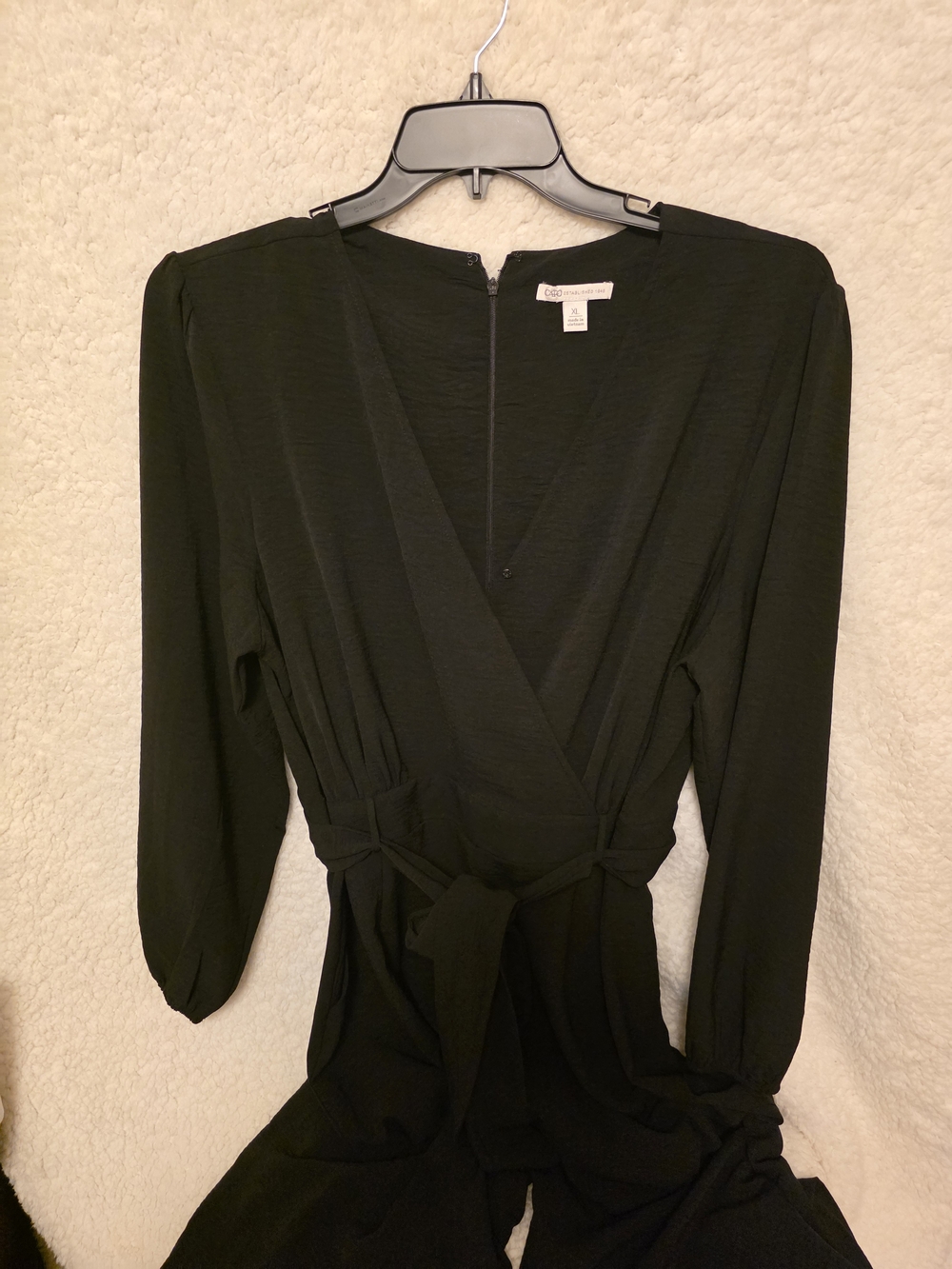 Black Wrap Jumpsuit with Tie Waist